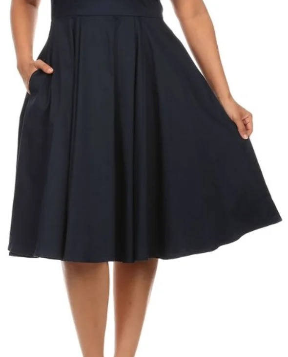 Luxury skirts with intricate embroidery accents -Classic Style Retro Swing Skirt with Pockets in Black