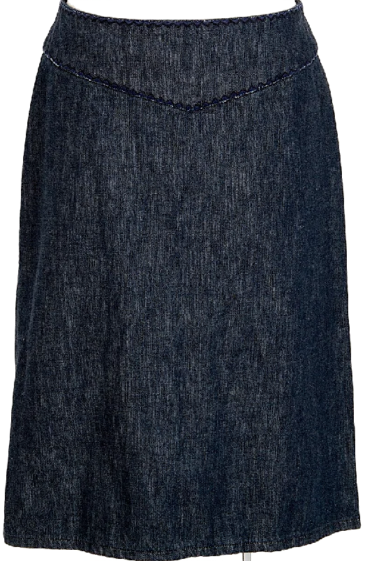 Denim Skirts for Movie Nights -Issey Miyake Japan. Zucca Embroidery Switched Indigo Denim Skirt