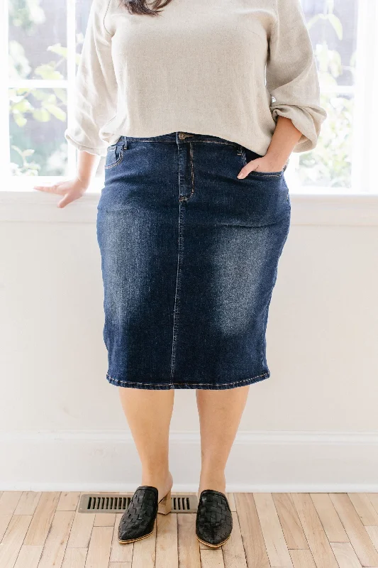 Double Layer Denim Skirts for Stylish -'Wren' Classic Denim Skirt FINAL SALE