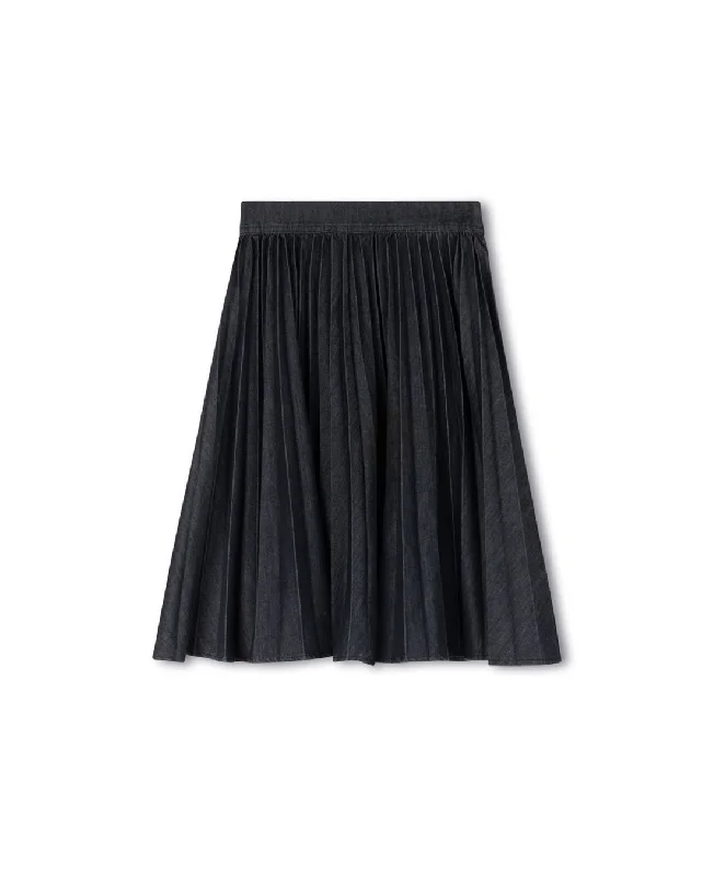 Ruffled Denim Skirts for Girly -Pleated Elastic Denim Skirt