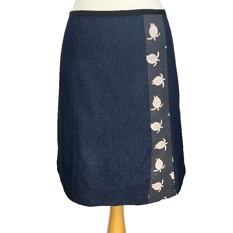 Denim Skirts with Buttons for Vintage -Denim Skirt - Turtles