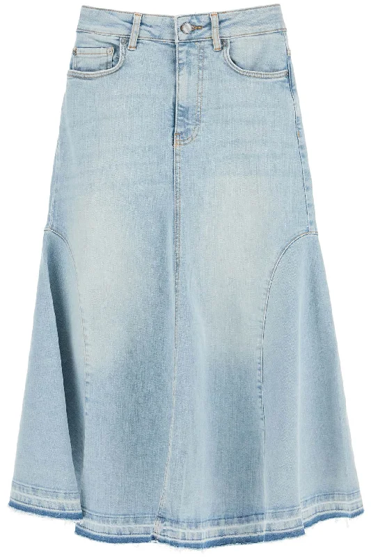 Denim Skirts for Concert Events -flared denim skirt. J1474 TINT WASH