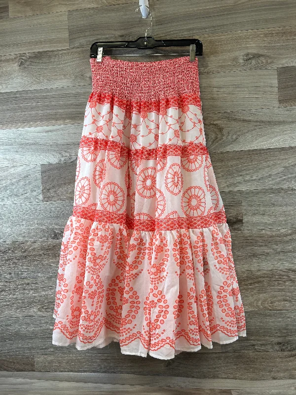 Lightweight skirts for warm season chic -Skirt Maxi By Cme In Orange & White, Size: 12