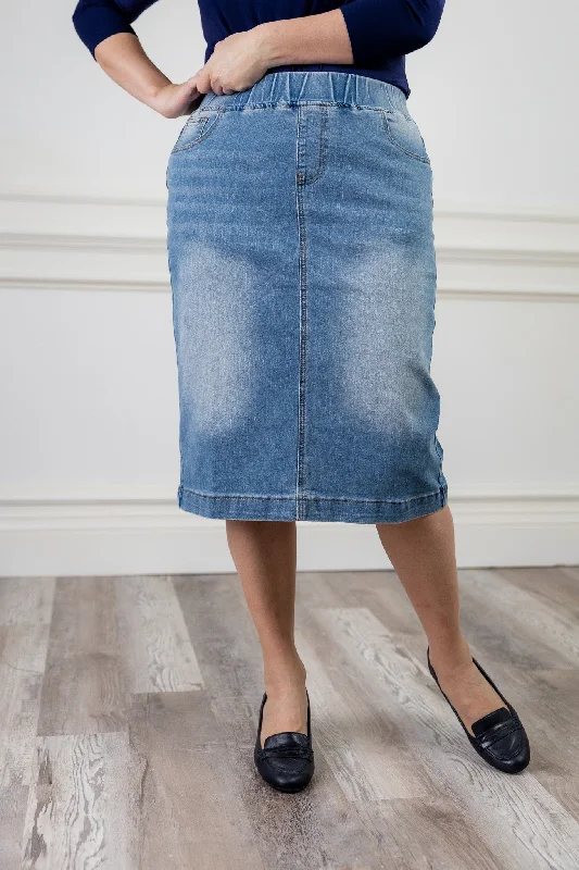 High Waist Denim Skirts for Women -27" Denim Skirt (Clearance 2024)