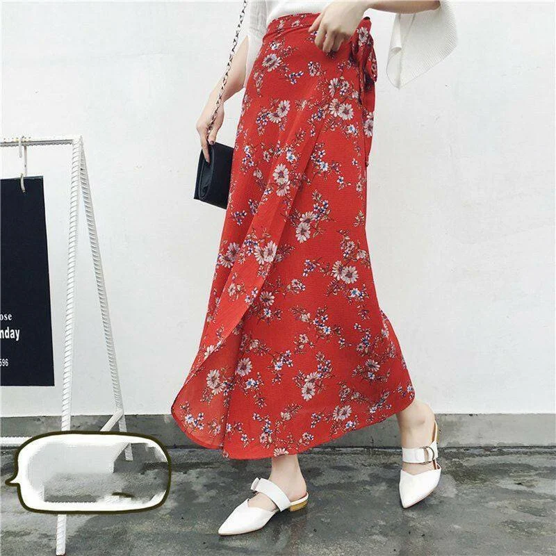 Red Small Floral Plus Chiffon