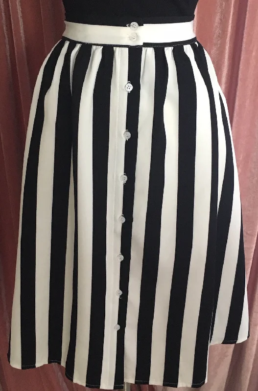 Designer skirts for luxury fashion flair -"It's Showtime" Black & White Striped Swing Skirt