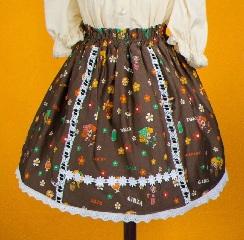 Ruffled skirts for feminine playful charm -Ginza Kissaten Groovy Skirt