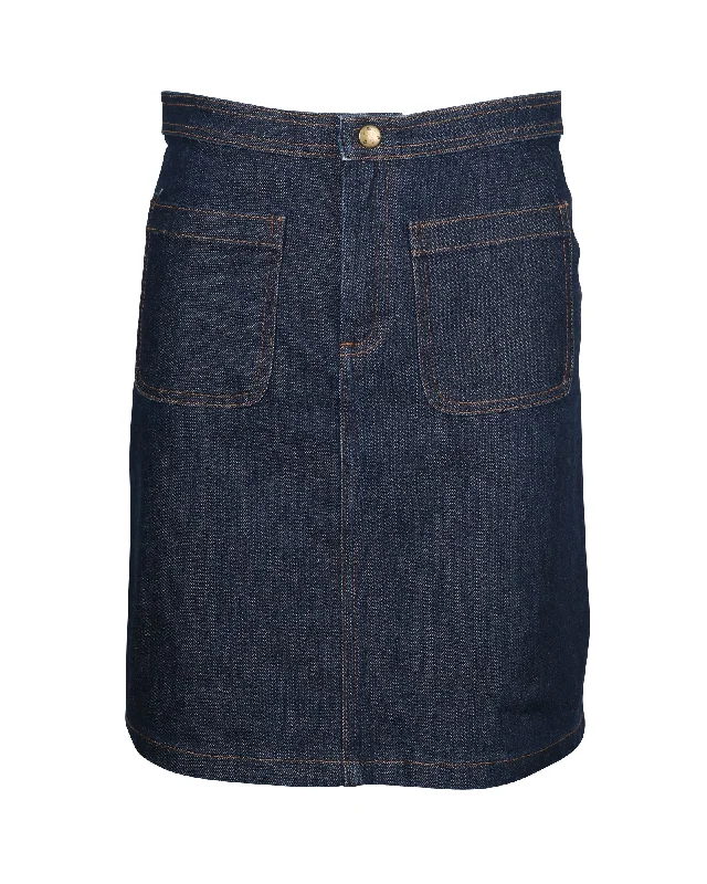 Denim Skirts with Beads for Decoration -A.P.C Denim Skirt in Navy Blue Cotton