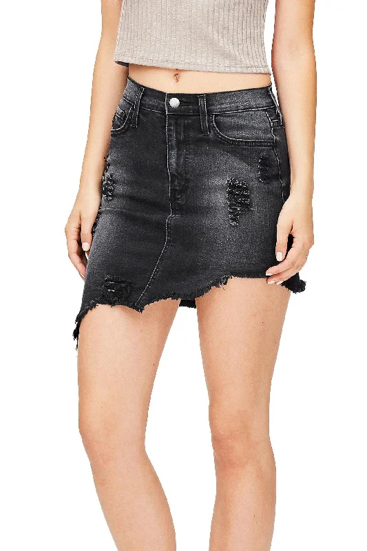 Denim Skirts for Date Nights -Jagged Edge Denim Skirt